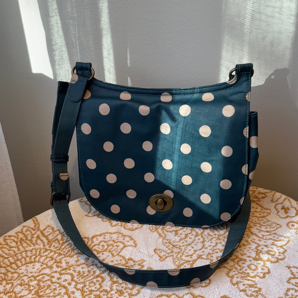 Cath Kidston Teal and White Polka Dot Crossbody Bag